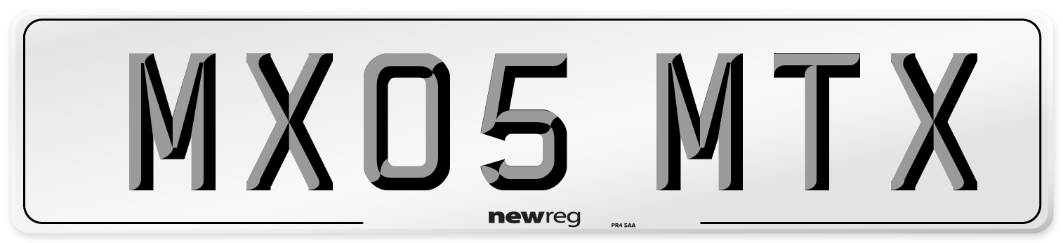 MX05 MTX Number Plate from New Reg